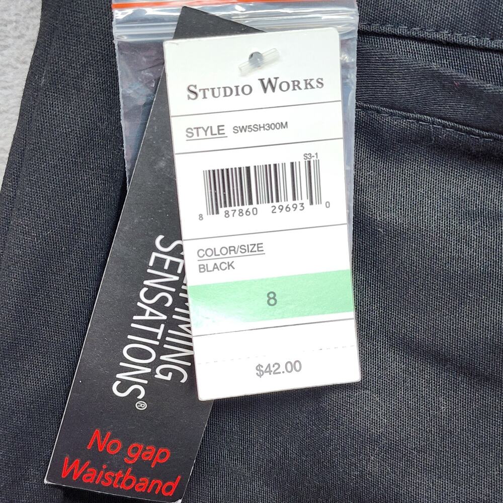 NWT Studio Works Capris Pants Women’s Size 8 Black Slimming Stretch No Gap Waist - Picture 8 of 11